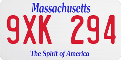 MA license plate 9XK294