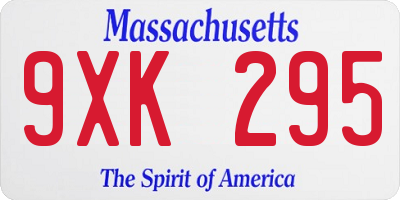 MA license plate 9XK295