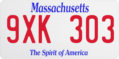 MA license plate 9XK303