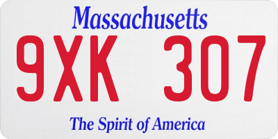 MA license plate 9XK307