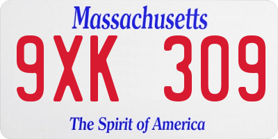 MA license plate 9XK309