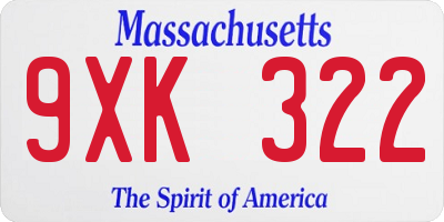 MA license plate 9XK322