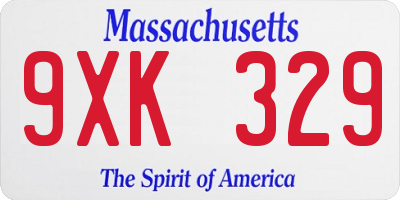 MA license plate 9XK329
