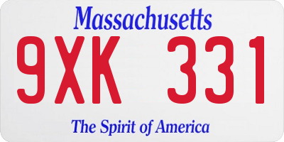 MA license plate 9XK331