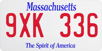 MA license plate 9XK336