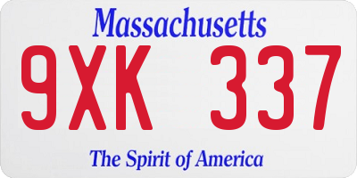 MA license plate 9XK337