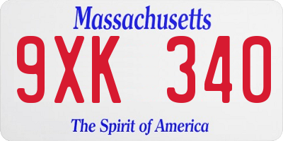 MA license plate 9XK340