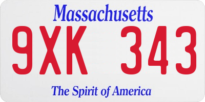 MA license plate 9XK343