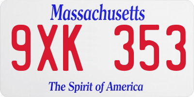 MA license plate 9XK353
