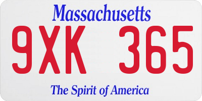 MA license plate 9XK365