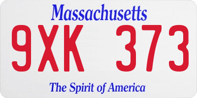 MA license plate 9XK373