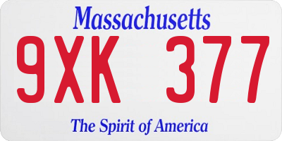 MA license plate 9XK377