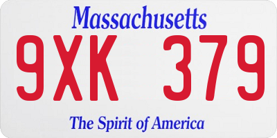 MA license plate 9XK379