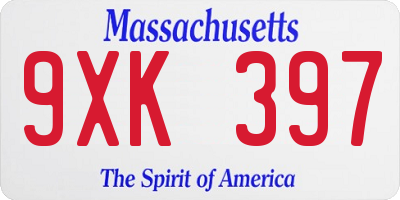 MA license plate 9XK397