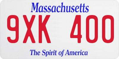MA license plate 9XK400