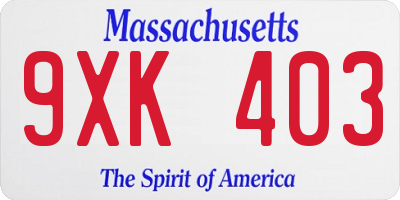 MA license plate 9XK403