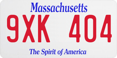 MA license plate 9XK404