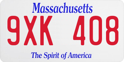 MA license plate 9XK408