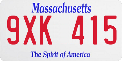 MA license plate 9XK415