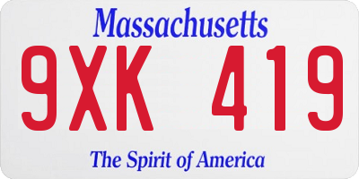 MA license plate 9XK419