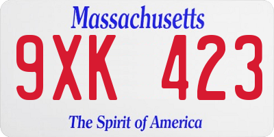 MA license plate 9XK423