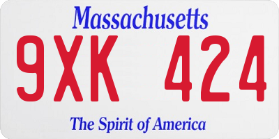 MA license plate 9XK424