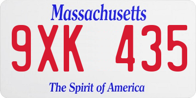 MA license plate 9XK435