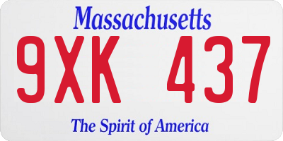 MA license plate 9XK437