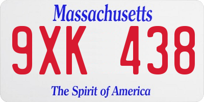 MA license plate 9XK438
