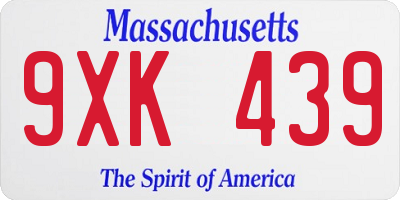 MA license plate 9XK439