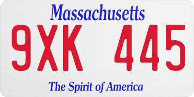 MA license plate 9XK445