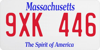 MA license plate 9XK446