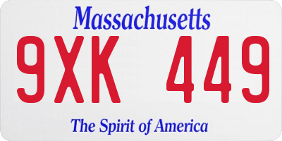 MA license plate 9XK449