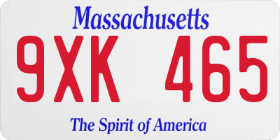 MA license plate 9XK465