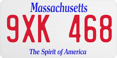 MA license plate 9XK468