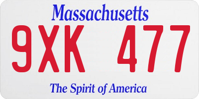 MA license plate 9XK477