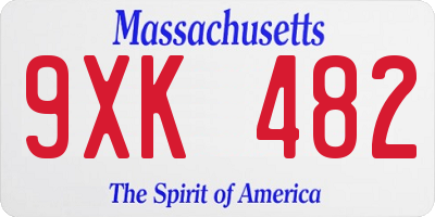 MA license plate 9XK482