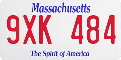 MA license plate 9XK484