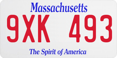 MA license plate 9XK493