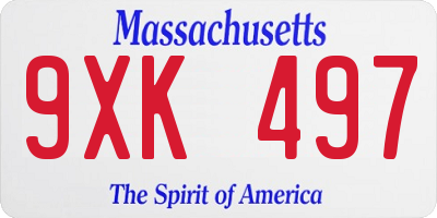 MA license plate 9XK497
