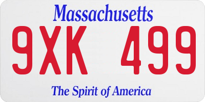 MA license plate 9XK499