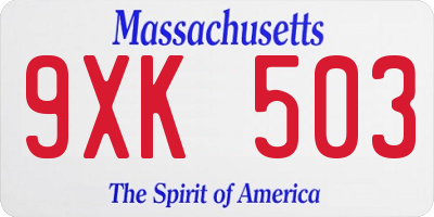 MA license plate 9XK503