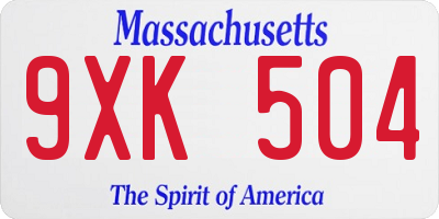 MA license plate 9XK504