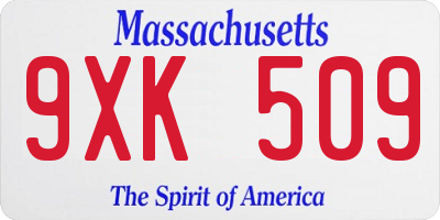 MA license plate 9XK509