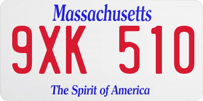 MA license plate 9XK510