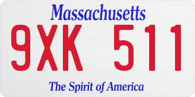 MA license plate 9XK511