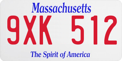 MA license plate 9XK512