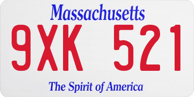 MA license plate 9XK521