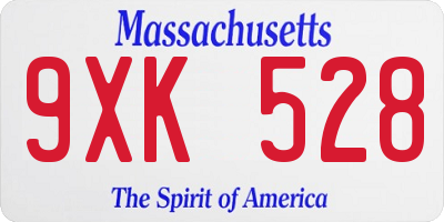 MA license plate 9XK528