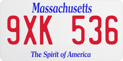 MA license plate 9XK536